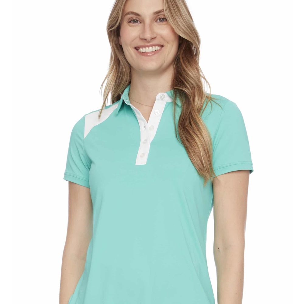 Women's Turquoise Aqua Polo Shirt for Golf and Tennis - part of a skirt set
